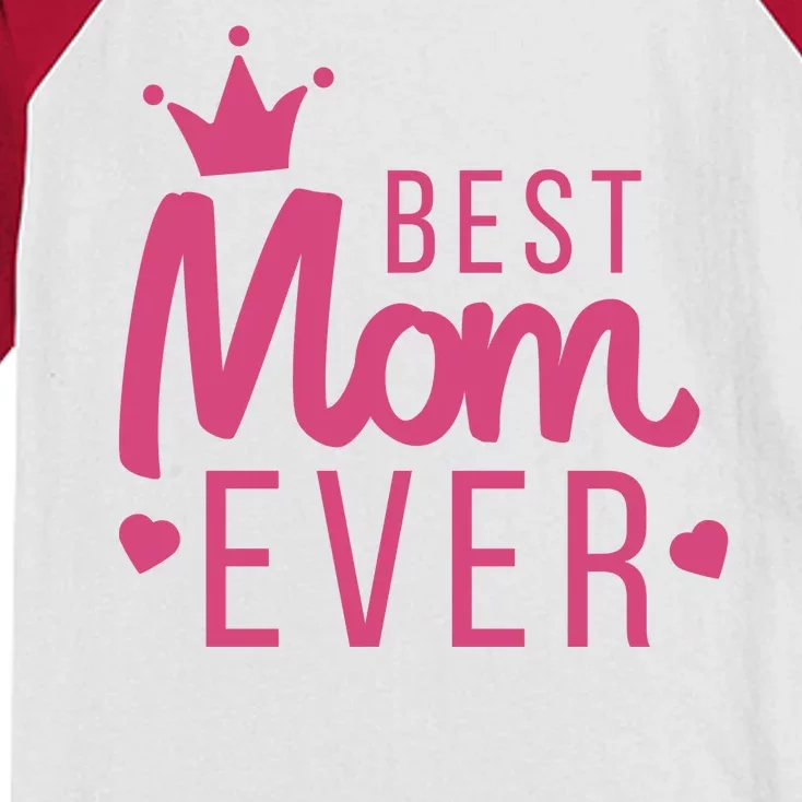 Best Mom Ever Crown Kids Colorblock Raglan Jersey