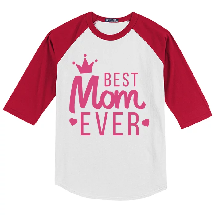 Best Mom Ever Crown Kids Colorblock Raglan Jersey