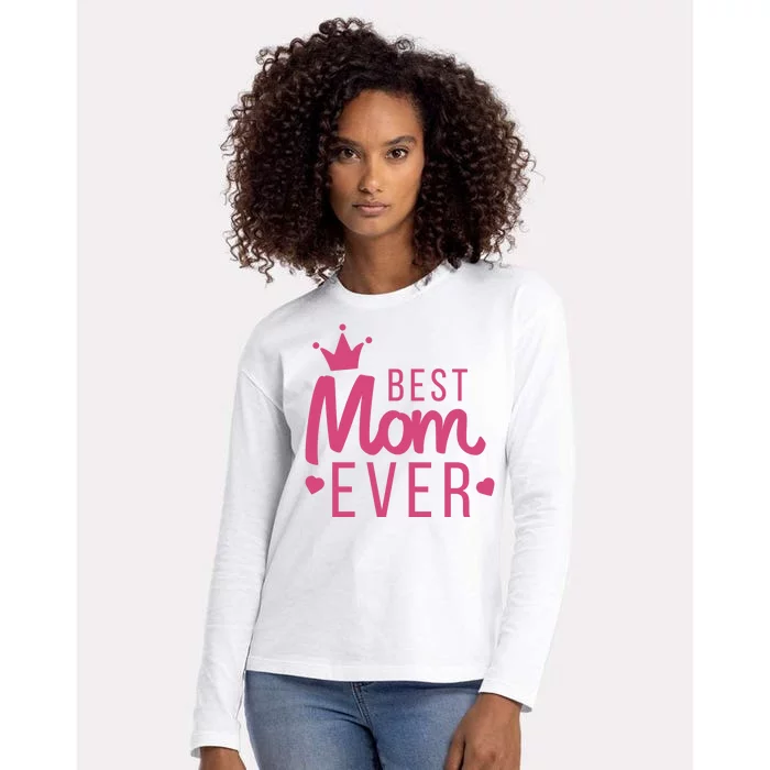 Best Mom Ever Crown Womens Cotton Relaxed Long Sleeve T-Shirt