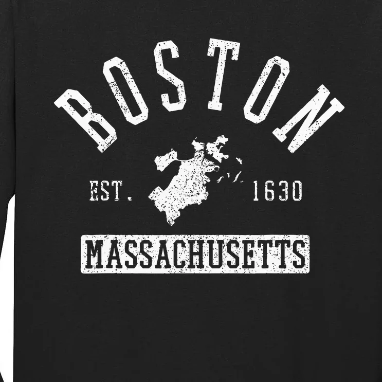 Boston Massachusetts Est. 1630 City Map Souvenir Gift Tall Long Sleeve T-Shirt