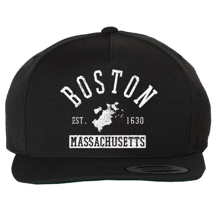 Boston Massachusetts Est. 1630 City Map Souvenir Gift Wool Snapback Cap