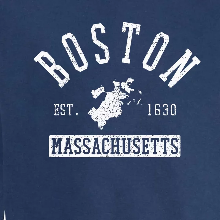 Boston Massachusetts Est. 1630 City Map Souvenir Gift Garment-Dyed Sweatshirt