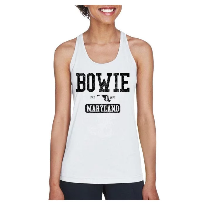 B.O.W.I.E Maryland Est. 1870 State Map Vintage Women's Racerback Tank