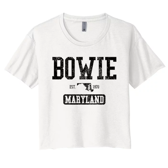 B.O.W.I.E Maryland Est. 1870 State Map Vintage Women's Crop Top Tee