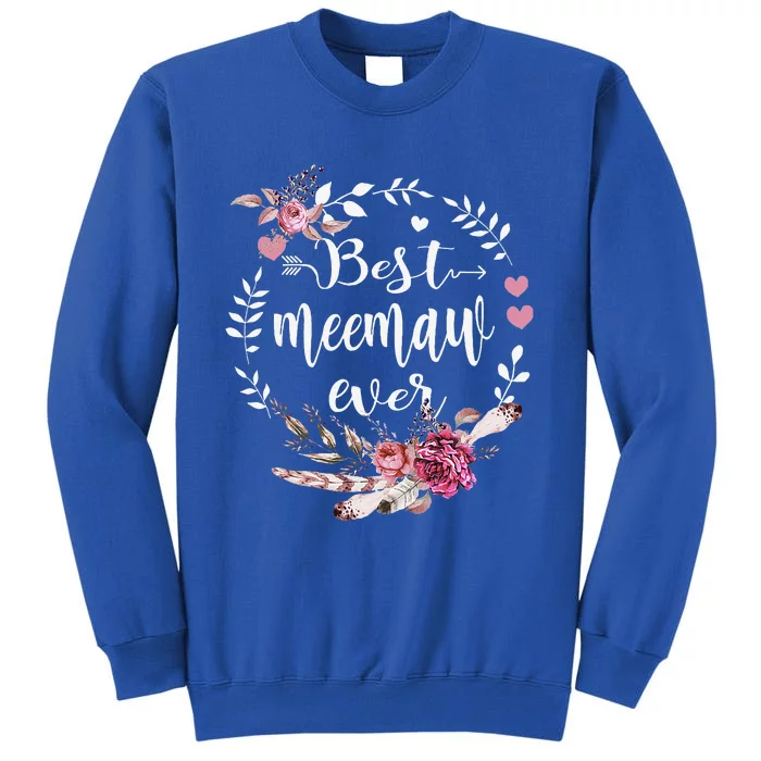 Best Meemaw Ever Thanksgiving Floral Funny Gifts Sweatshirt