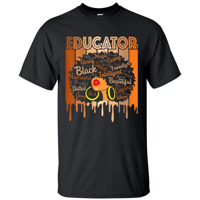 Black Melanin Educator Apparel American African Pride Tall T-Shirt