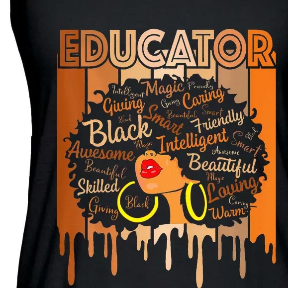 Black Melanin Educator Apparel American African Pride Ladies Essential Flowy Tank