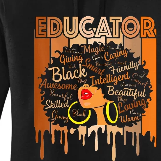 Black Melanin Educator Apparel American African Pride Women's Pullover Hoodie