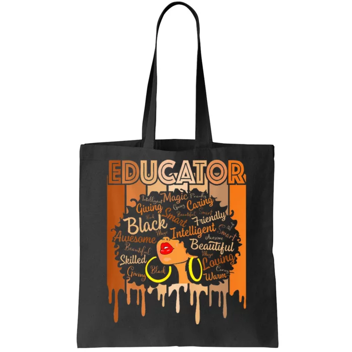 Black Melanin Educator Apparel American African Pride Tote Bag