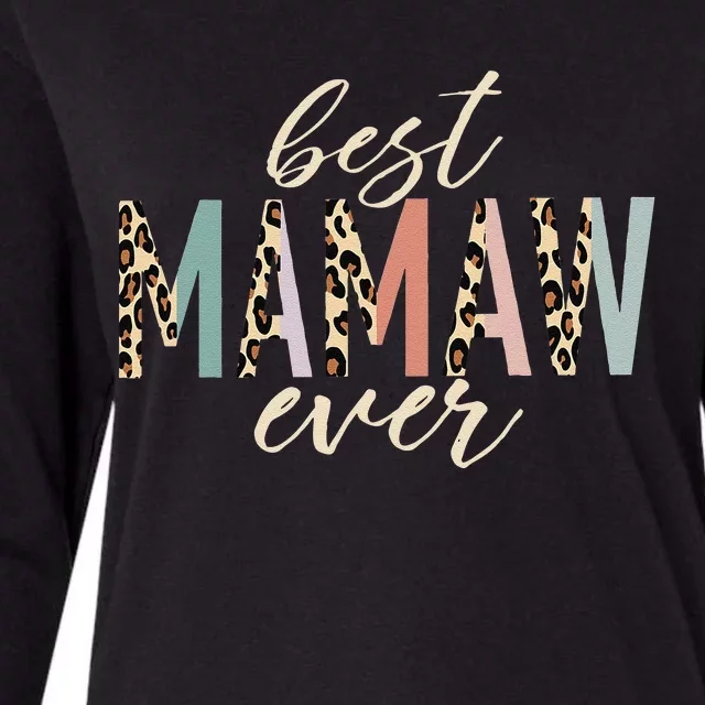 Best Mawmaw Ever Leopard Mawmaw Funny Mothers Day Womens Cotton Relaxed Long Sleeve T-Shirt