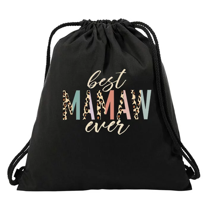 Best Mamaw Ever Gifts Leopard Print Mothers Day Drawstring Bag