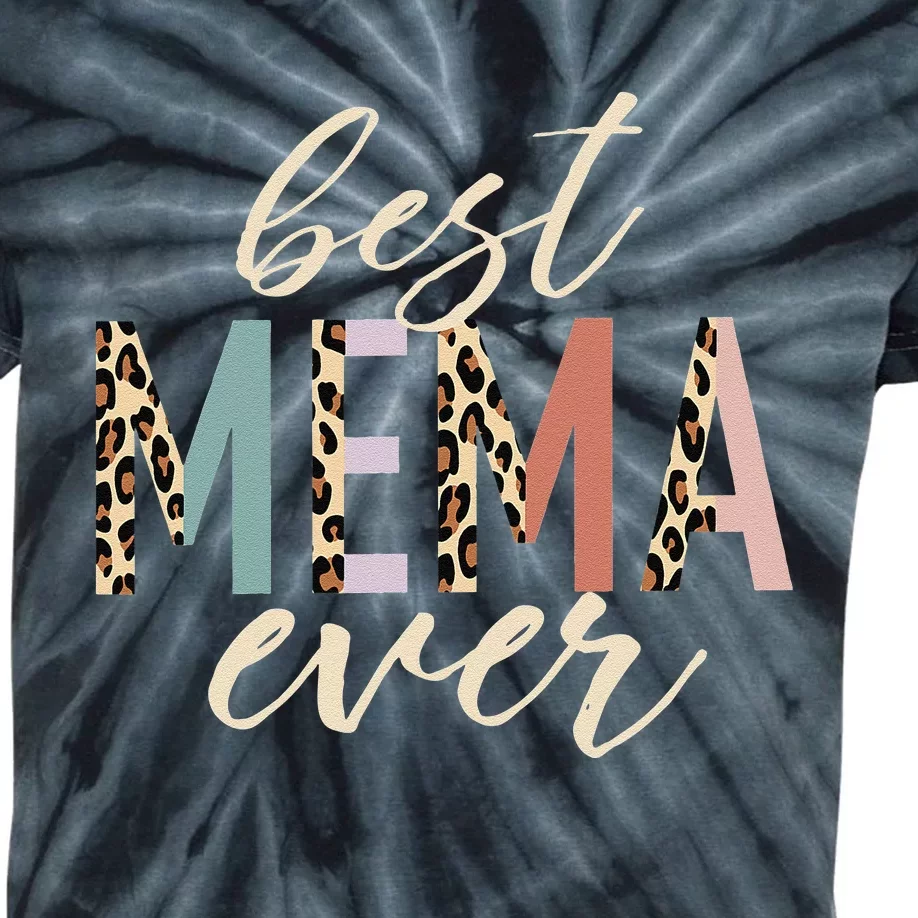 Best Mema Ever Gifts Leopard Print Mothers Day Kids Tie-Dye T-Shirt