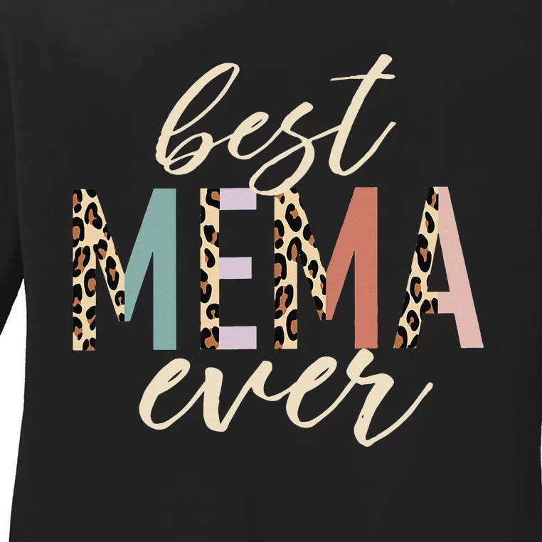 Best Mema Ever Gifts Leopard Print Mothers Day Ladies Long Sleeve Shirt