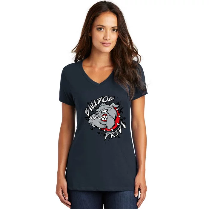 Bulldog Mascot English Bulldog Pride And Loyalty Women's V-Neck T-Shirt