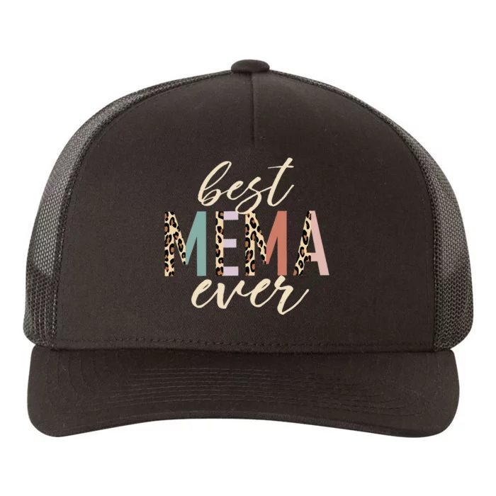 Best Mema Ever Gifts Leopard Print Mothers Day Yupoong Adult 5-Panel Trucker Hat