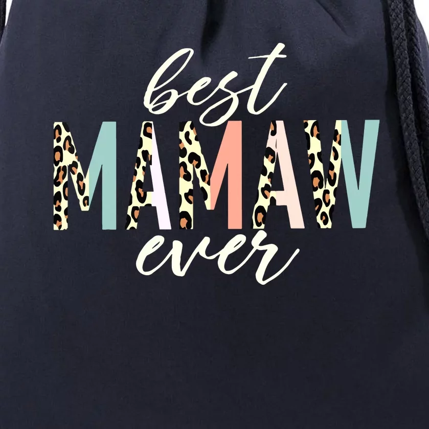 Best Mamaw Ever Gift Leopard Print Mothers Day Drawstring Bag