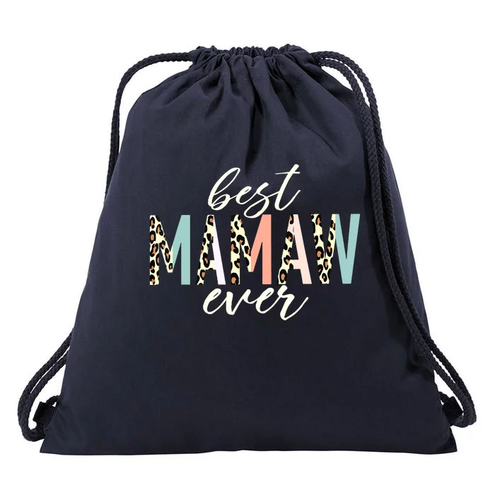 Best Mamaw Ever Gift Leopard Print Mothers Day Drawstring Bag