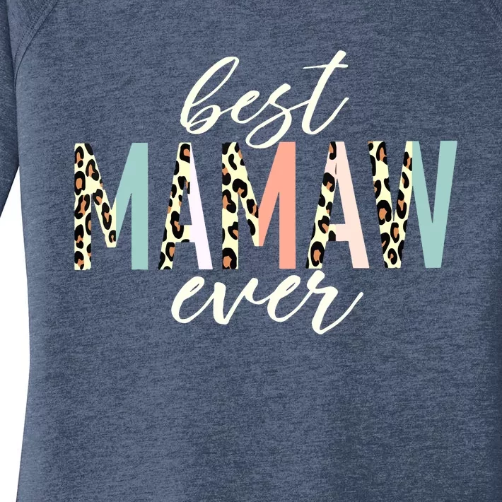 Best Mamaw Ever Gift Leopard Print Mothers Day Women's Perfect Tri Tunic Long Sleeve Shirt