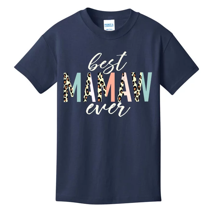 Best Mamaw Ever Gift Leopard Print Mothers Day Kids T-Shirt