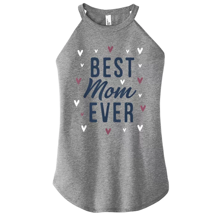 Best Mom Ever Gifts Cute Love Heart Print Mama Women’s Perfect Tri Rocker Tank