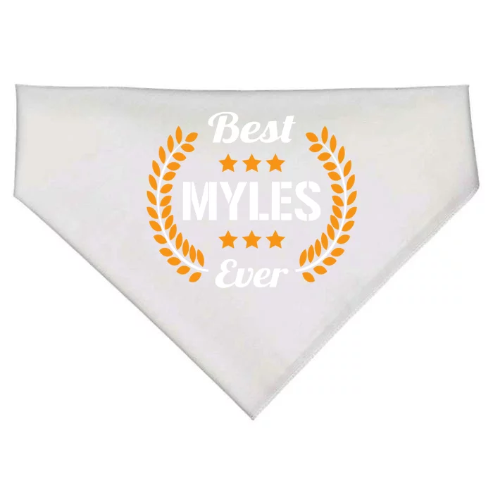 Best Myles Ever Funny Saying First Name Myles Great Gift USA-Made Doggie Bandana