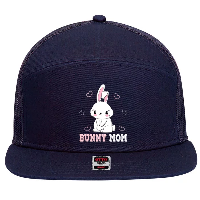 Bunny Mom Easter Cute Bunny Mother Gift 7 Panel Mesh Trucker Snapback Hat