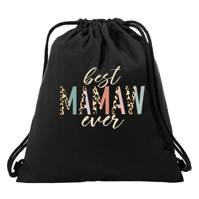 Best Mamaw Ever Gifts Leopard funny Mothers Day Drawstring Bag