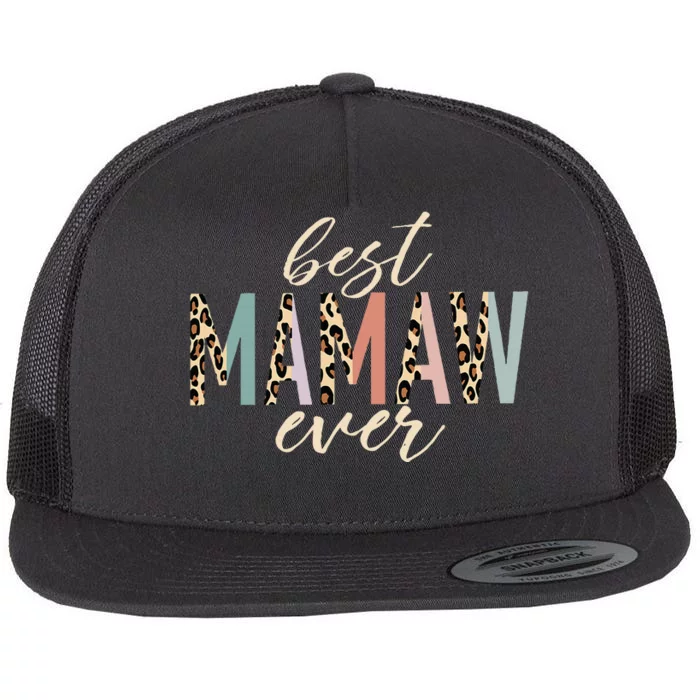 Best Mamaw Ever Gifts Leopard Print Mothers Day Flat Bill Trucker Hat