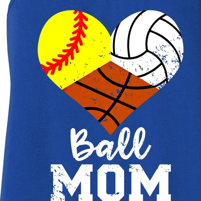 Ball Mom Funny Softball Volleyball Basketball Mom Great Gift Women's Racerback Tank