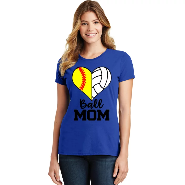 Ball Mom Funny Softball Volleyball Player Mom Gift Women's T-Shirt