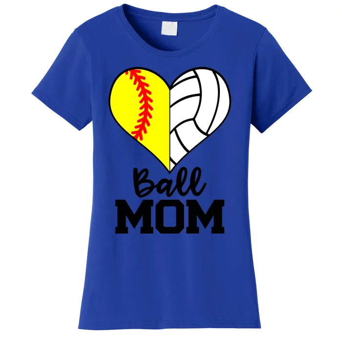 Ball Mom Funny Softball Volleyball Player Mom Gift Women's T-Shirt