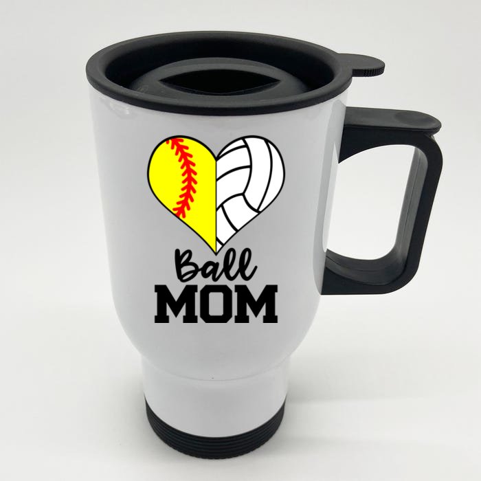 Ball Mom Funny Softball Volleyball Player Mom Gift Front & Back Stainless Steel Travel Mug