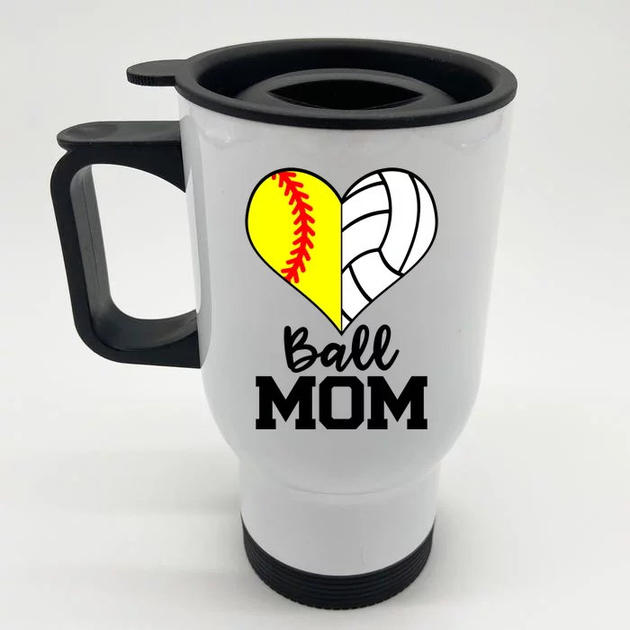 Ball Mom Funny Softball Volleyball Player Mom Gift Front & Back Stainless Steel Travel Mug