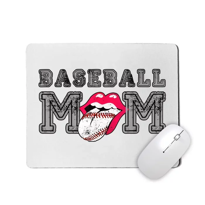 Baseball Mom Funny Tongue Baseball Mom Game Day Sports Mom Mousepad