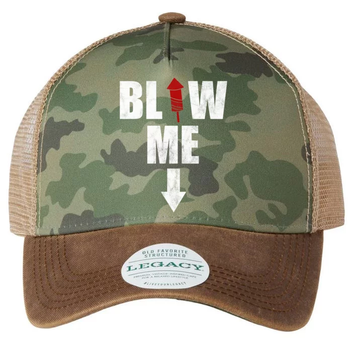 Blow Me Fireworks Firecracker Funny July 4th Legacy Tie Dye Trucker Hat