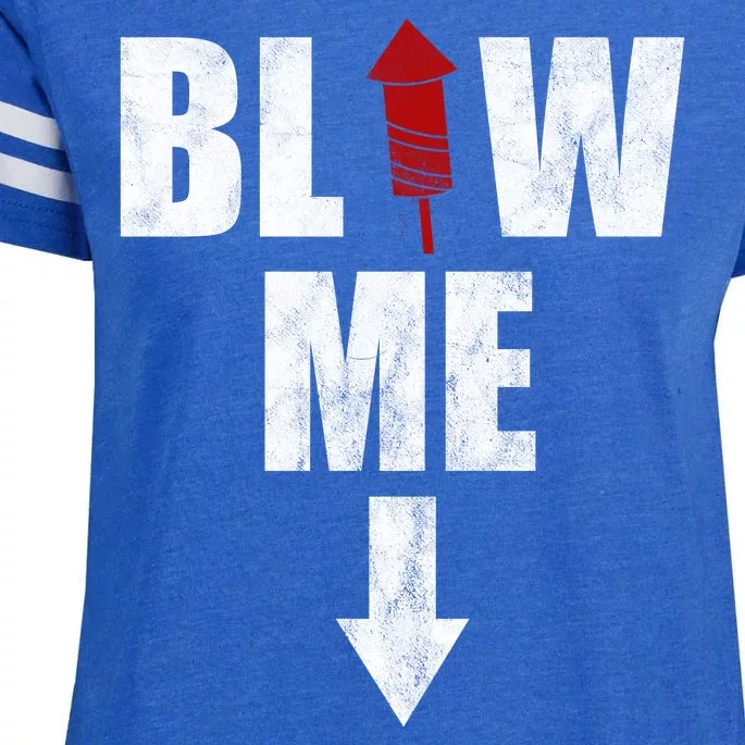 Blow Me Fireworks Firecracker Funny July 4th Enza Ladies Jersey Football T-Shirt