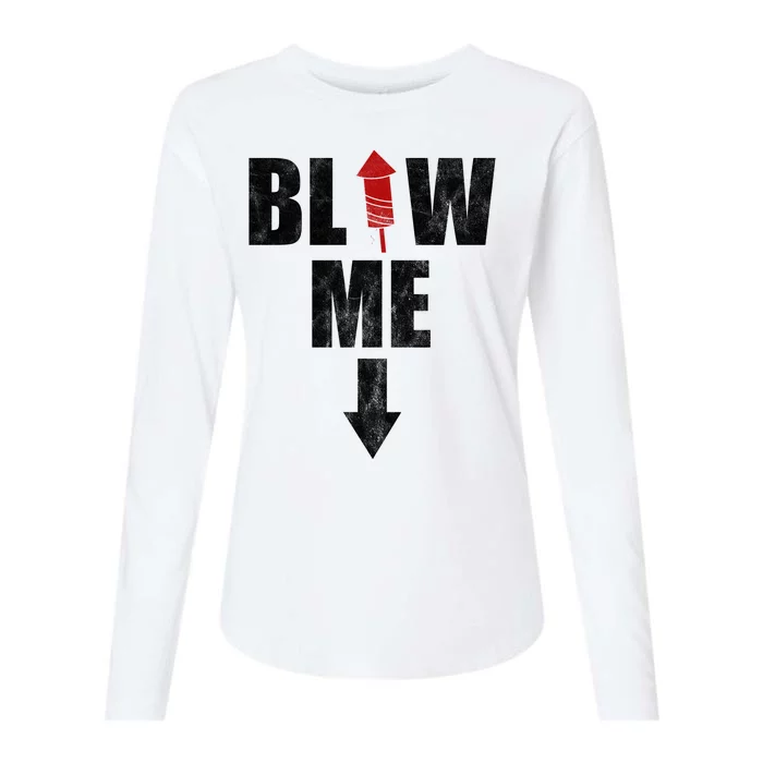 Blow Me Fireworks Firecracker Funny July 4th Womens Cotton Relaxed Long Sleeve T-Shirt