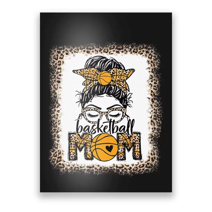 Basketball Mom funny Game Day Messy Bun Leopard Poster