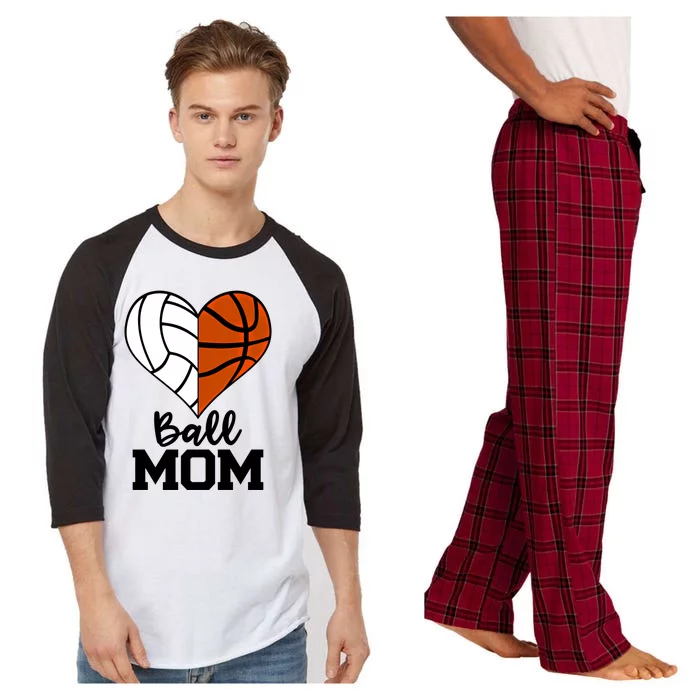 Ball Mom Funny Volleyball Basketball Player Mom Gift Raglan Sleeve Pajama Set