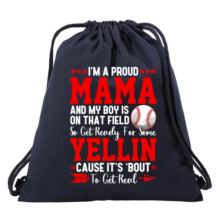 Baseball Mom Funny Mama Baseball Lover Sport Mothers Day Gift Drawstring Bag