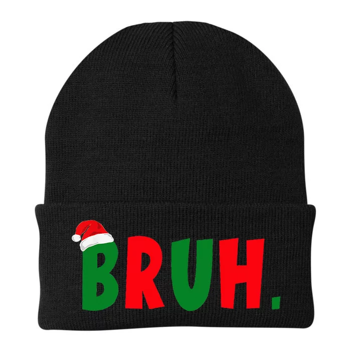 Bruh Meme Funny Christmas Saying Bro Greeting Teens Knit Cap Winter Beanie