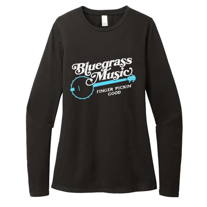 Bluegrass Music Finger Pickin Good Banjo Design Graphic Womens CVC Long Sleeve Shirt