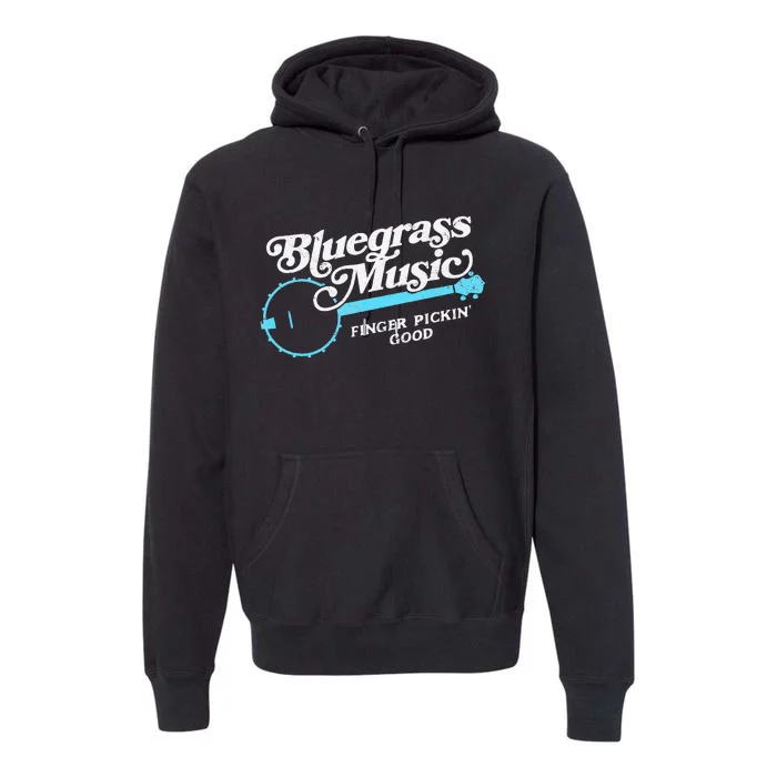 Bluegrass Music Finger Pickin Good Banjo Design Graphic Premium Hoodie