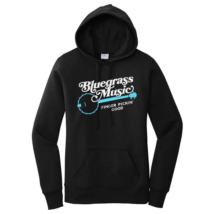 Bluegrass Music Finger Pickin Good Banjo Design Graphic Women's Pullover Hoodie