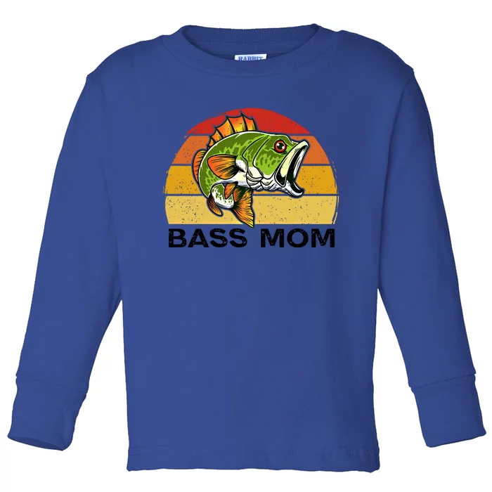 Bass Mom Fishing Fish Funny Gift For Mom Mothers Day Cool Gift Toddler Long Sleeve Shirt