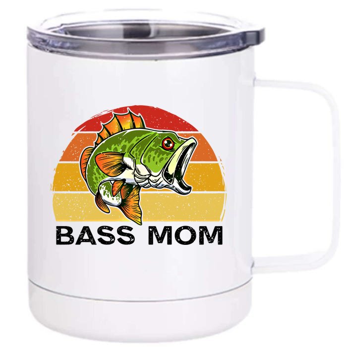 Bass Mom Fishing Fish Funny Gift For Mom Mothers Day Cool Gift Front & Back 12oz Stainless Steel Tumbler Cup