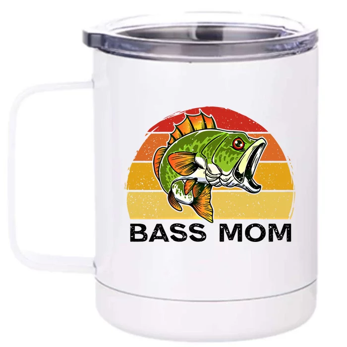 Bass Mom Fishing Fish Funny Gift For Mom Mothers Day Cool Gift Front & Back 12oz Stainless Steel Tumbler Cup