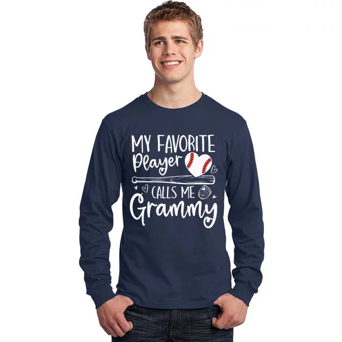 Baseball My Favorite Player Calls Me Grammy Heart Mother Tall Long Sleeve T-Shirt