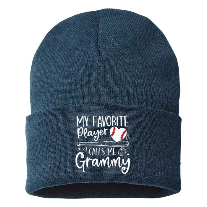 Baseball My Favorite Player Calls Me Grammy Heart Mother Sustainable Knit Beanie