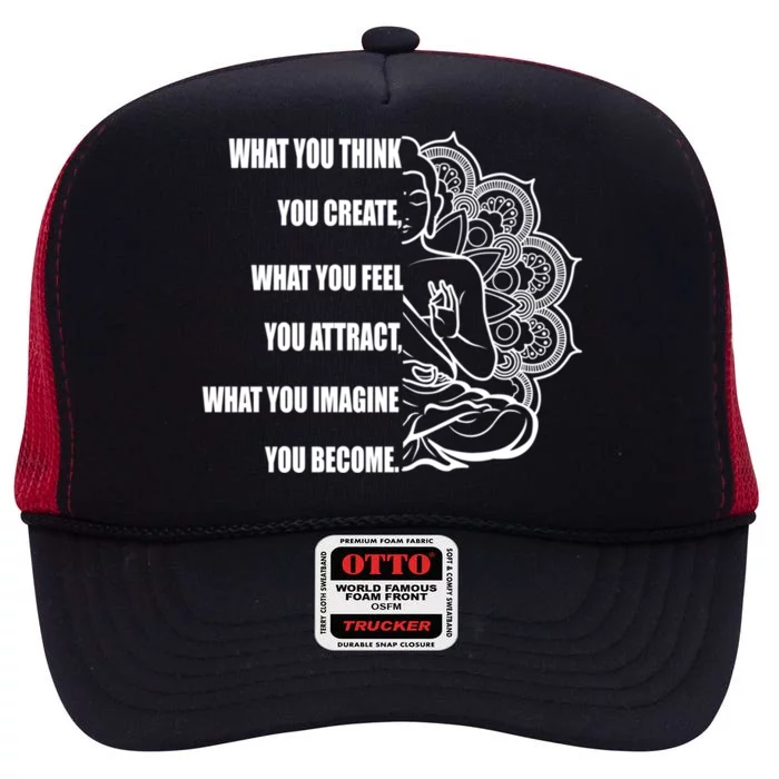 Buddha Meditation Funny Gift Law Of Attraction Gift High Crown Mesh Trucker Hat